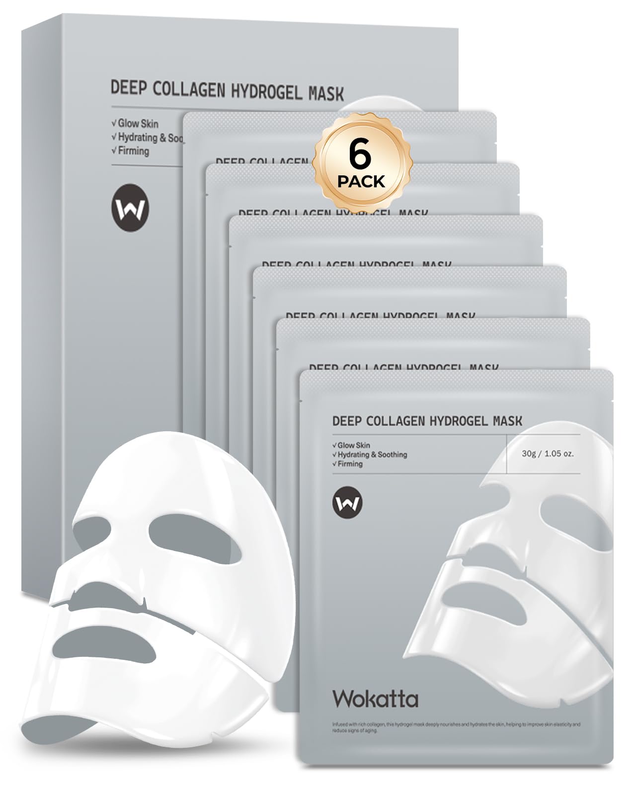 Wokatta Masque Collagene Bio – masque hydratant nocturne pour peau ferme et lisse.