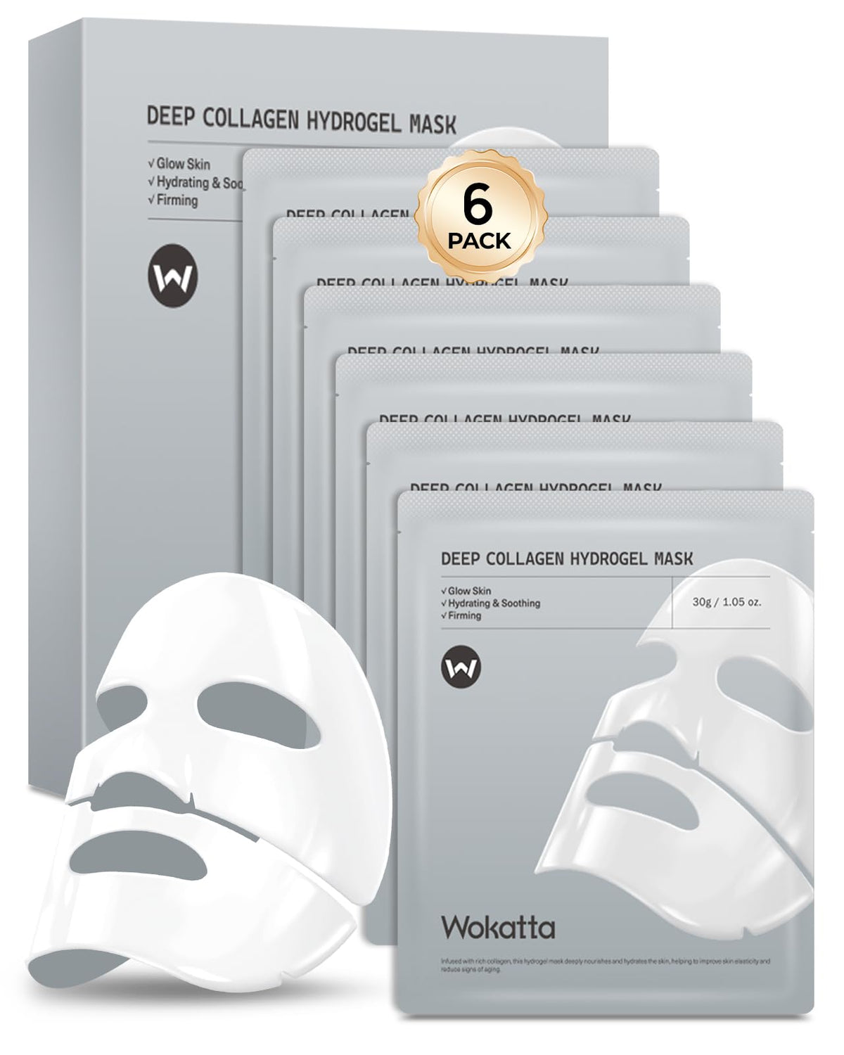 Wokatta Masque Collagene Bio – masque hydratant nocturne pour peau ferme et lisse.