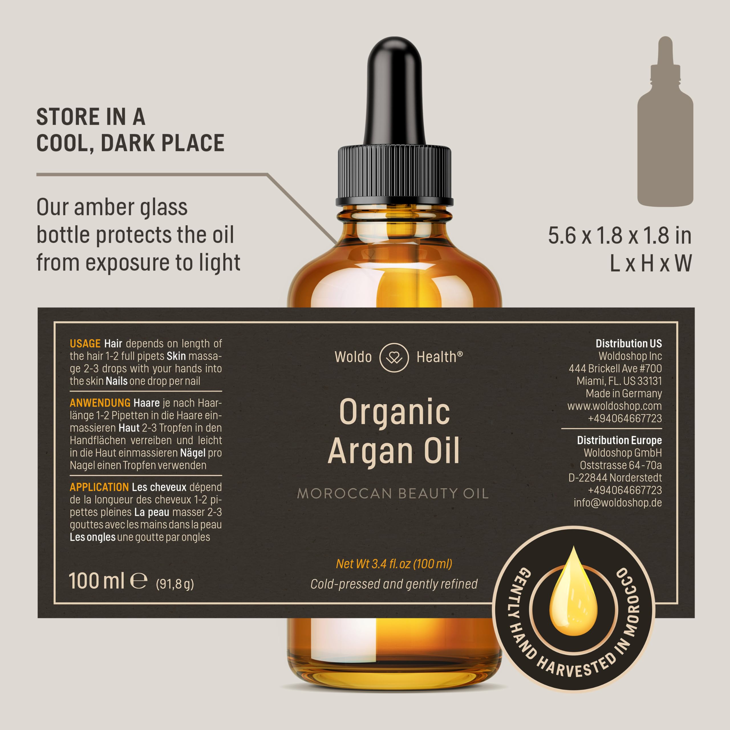 Rituel quotidien rapide avec pipette WoldoHealth huile d'argan.