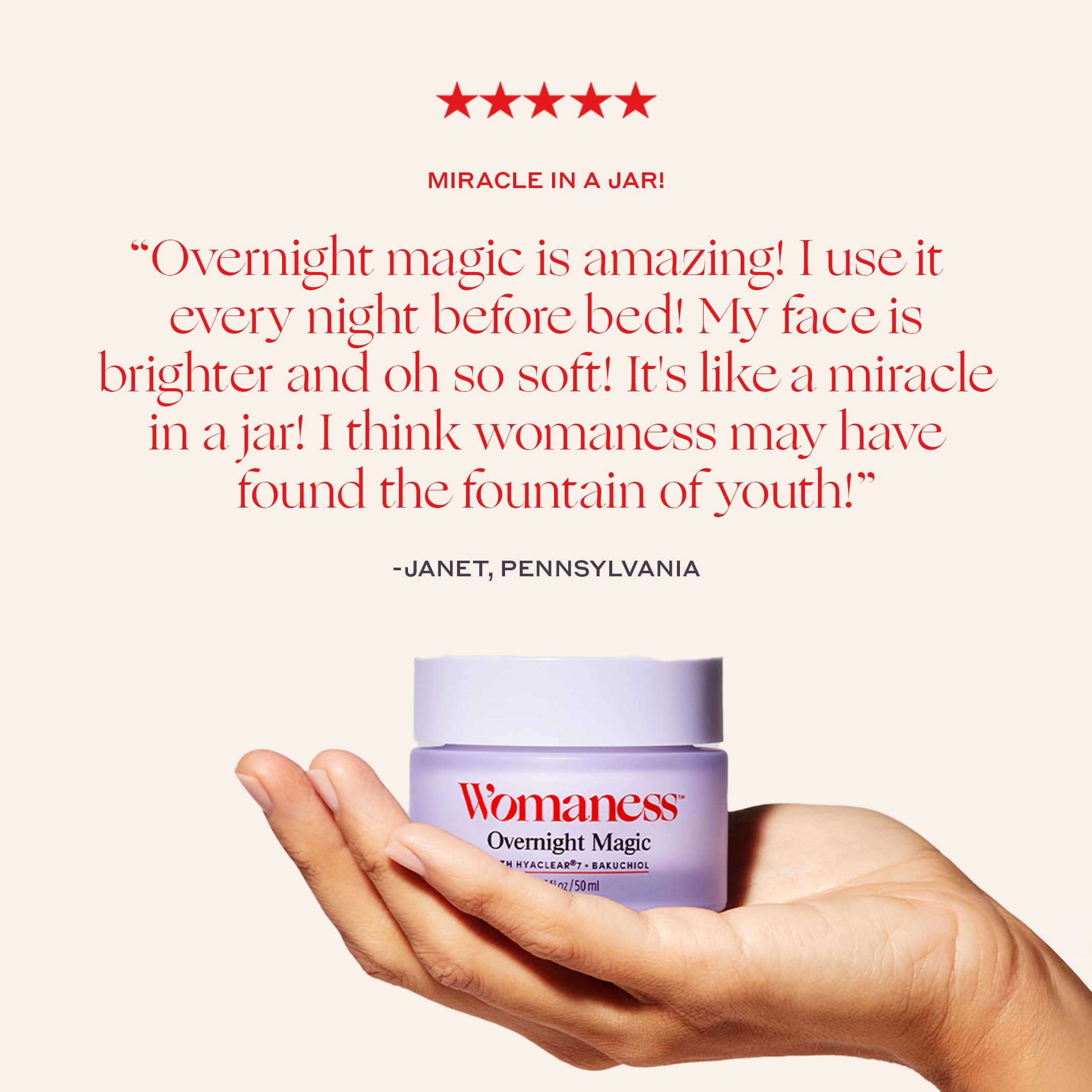 Womaness hyaluronique-bakuchiol: formule nourrissante sans irritation pour la peau.