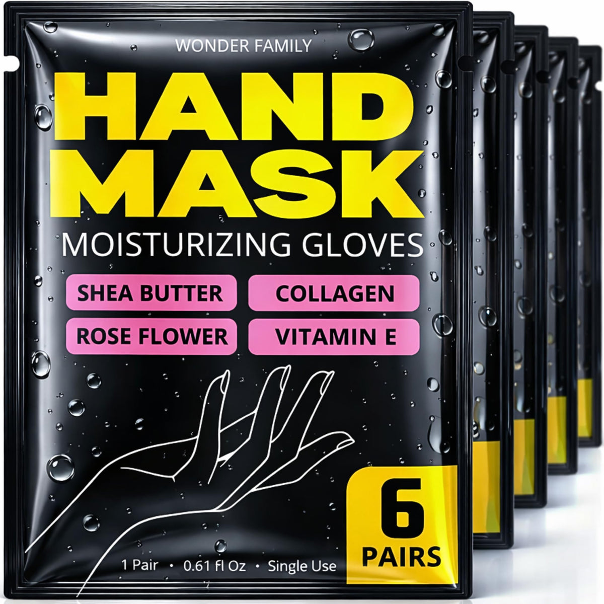 Wonder Family gants-mains-nuit-collagene : hydratation intensive pendant le sommeil.