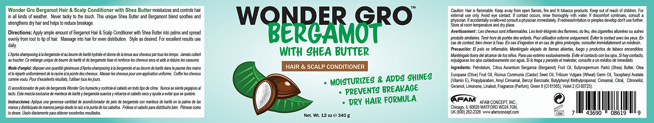 Texture crème nourrissante du Wonder Gro Bergamot sur cheveux.