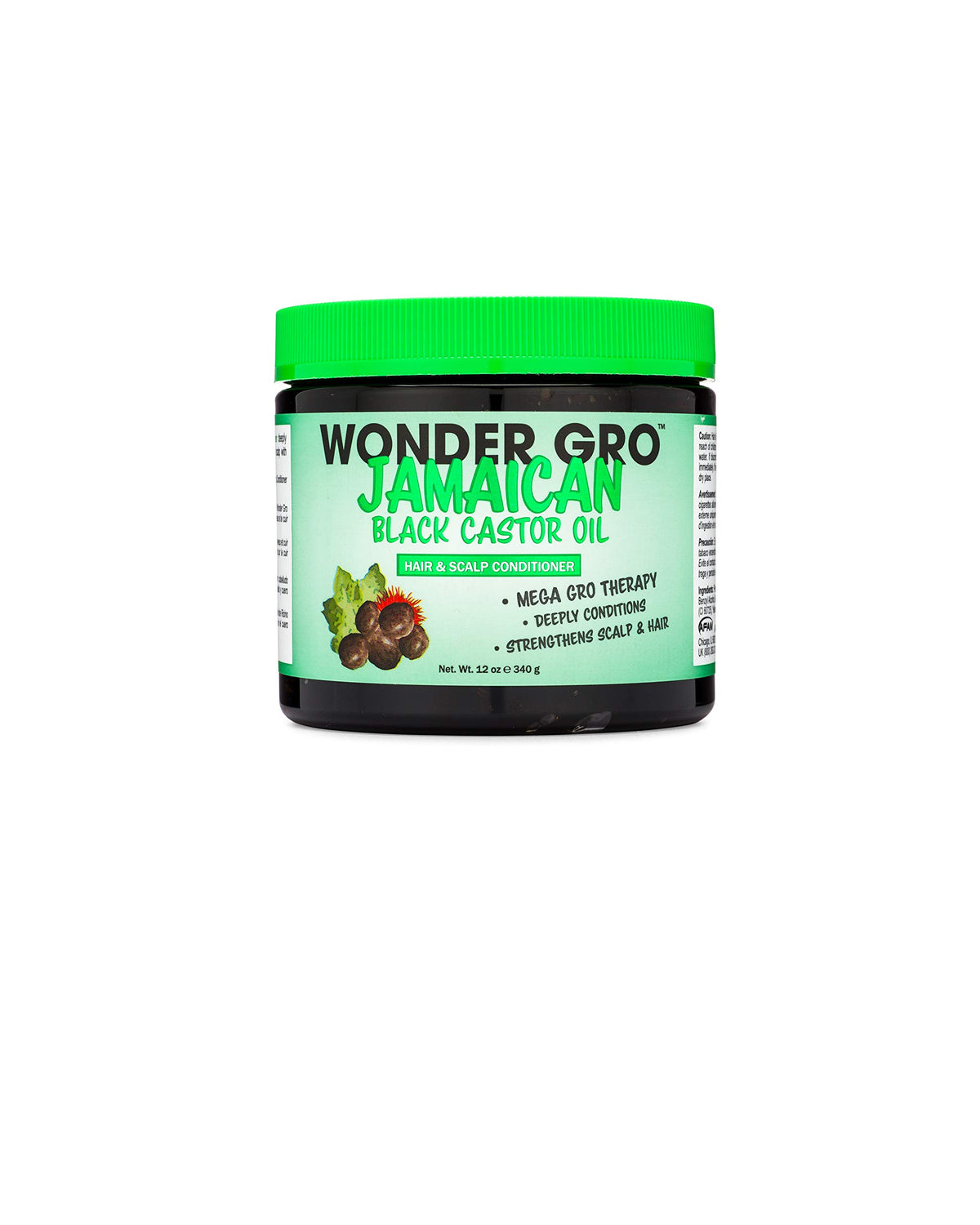 Wonder Gro bouteille d'huile de ricin noire jamaïcaine, hydratation en profondeur pour les cheveux.