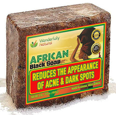 Wonderfully Natural – Savon noir africain en barre, purifiant et nourrissant la peau.