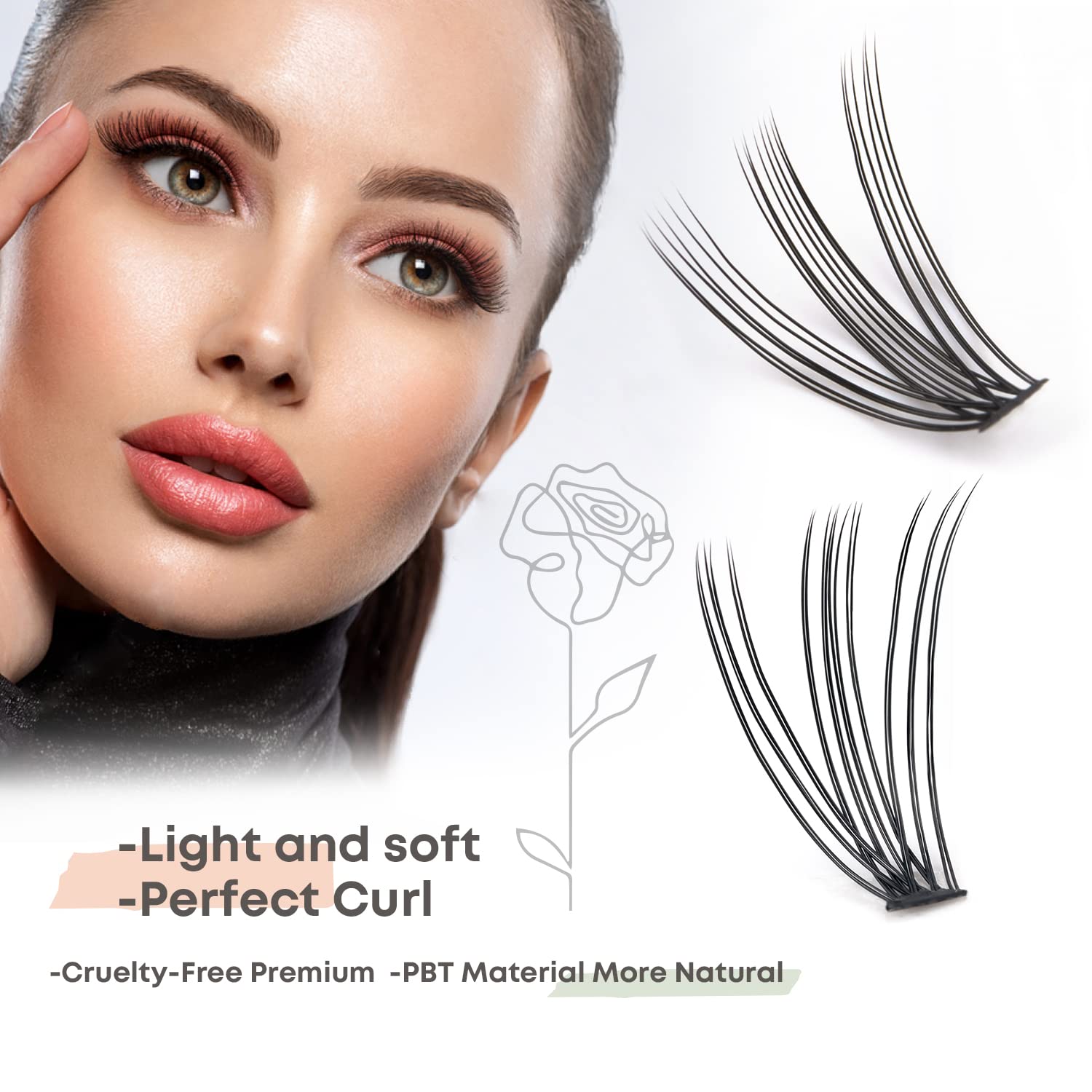 Cils WONSIS 10D lash clusters 16 mm – regard dramatique modulable.