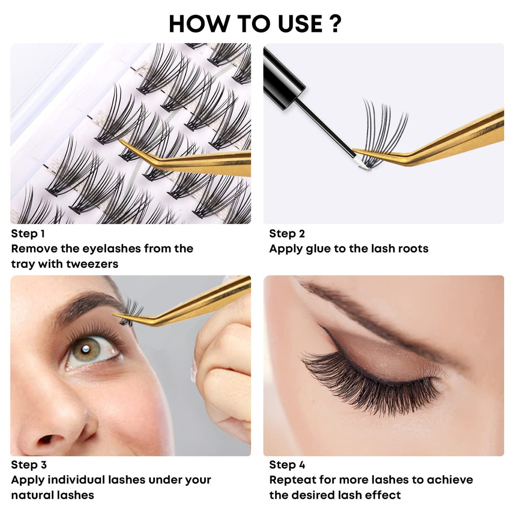 WONSIS cils 12-14mm, trois rangs, effet volume naturel.