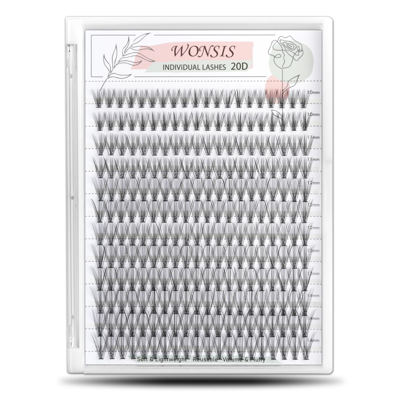 WONSIS extensions cils 20D 240pcs 0-07mm C curl, application rapide et naturelle.