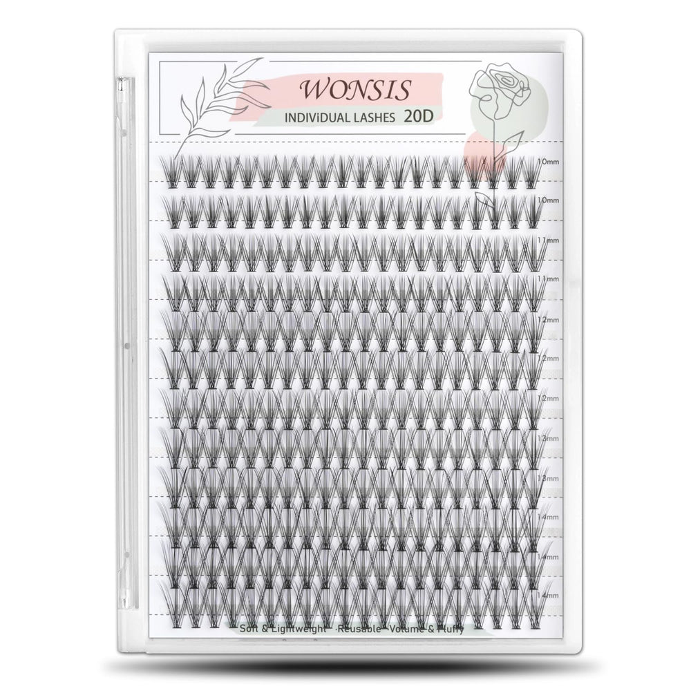 WONSIS extensions cils 20D 240pcs 0-07mm C curl, application rapide et naturelle.