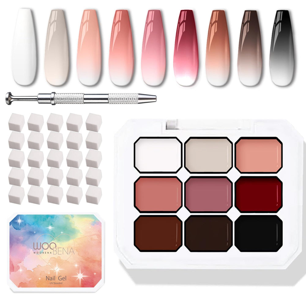 Woobena Pat Pat Gel en dégradé ombré parfait grâce à l’application précise.