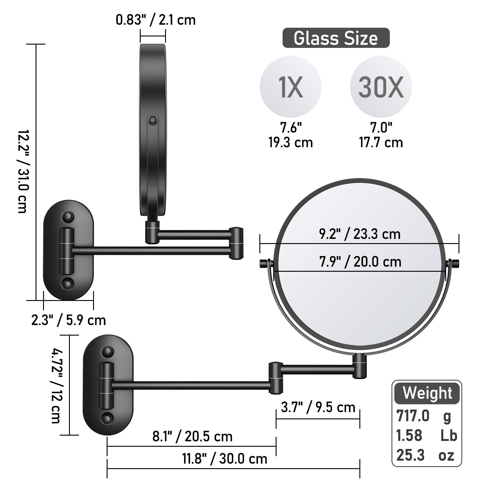 Miroir WOOCICA rotation 360° pour ajuster l’angle facilement