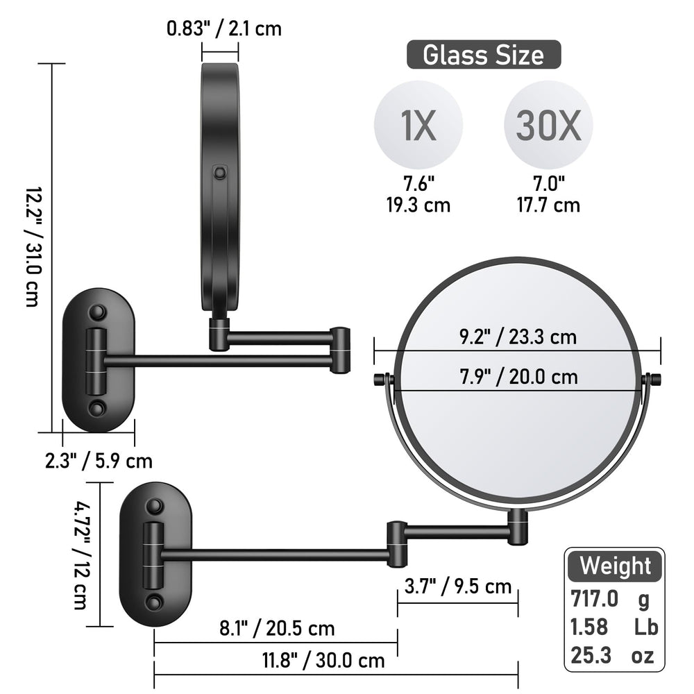 Miroir WOOCICA rotation 360° pour ajuster l’angle facilement