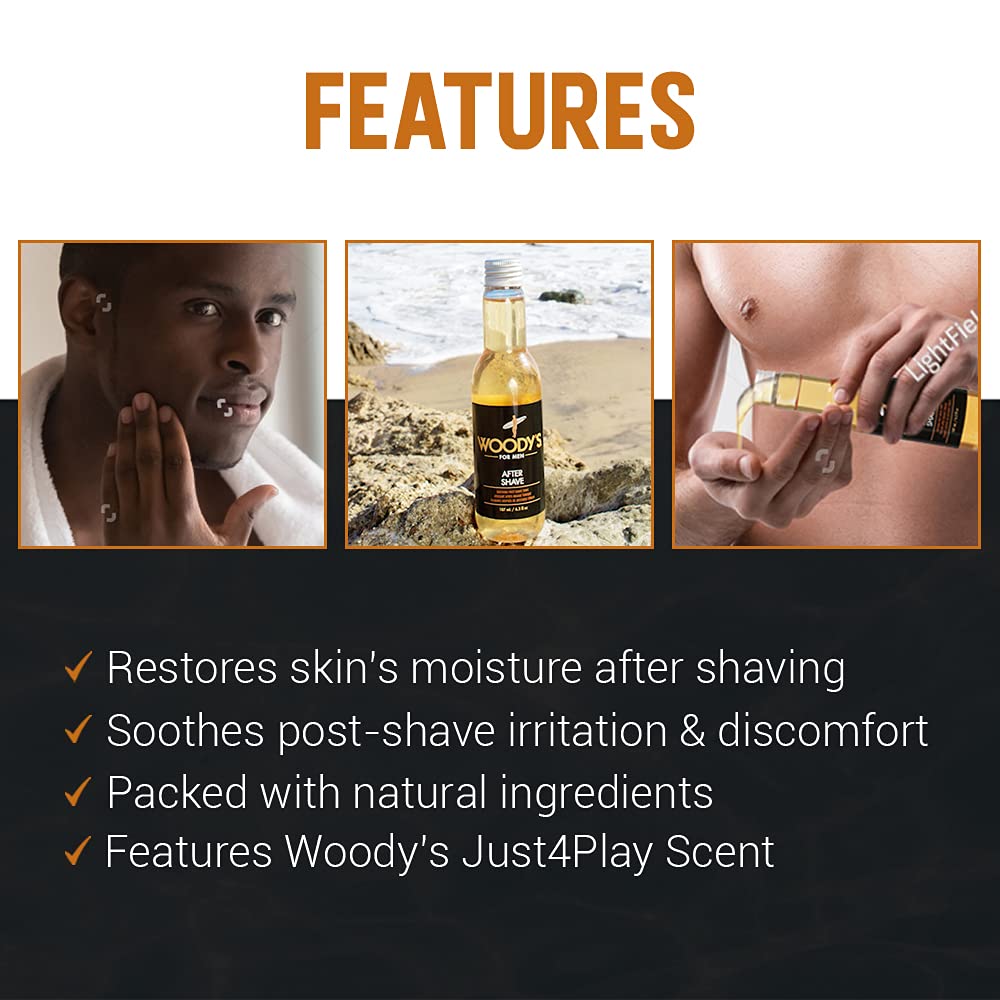 Woody's Aftershave Tonique — application facile sur le visage après rasage