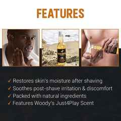 Woody's Aftershave Tonique — application facile sur le visage après rasage