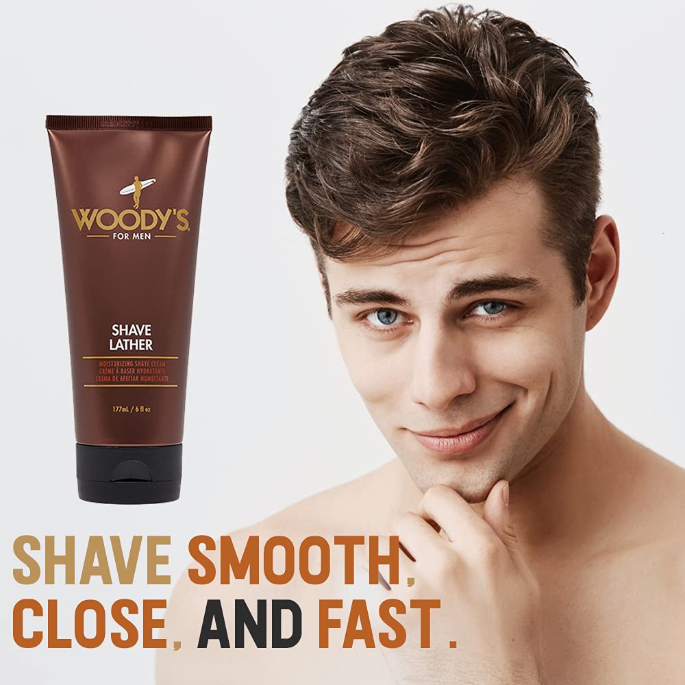 Woodys application-mousse-rasage illustre une application facile et fluide.