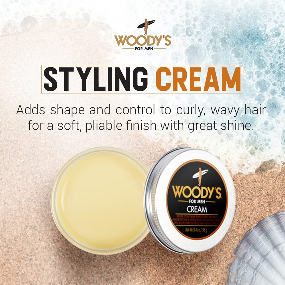 Woody's Crème coiffante: texture pour brillance naturelle sans gras.