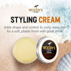 Woody's Crème coiffante: texture pour brillance naturelle sans gras.
