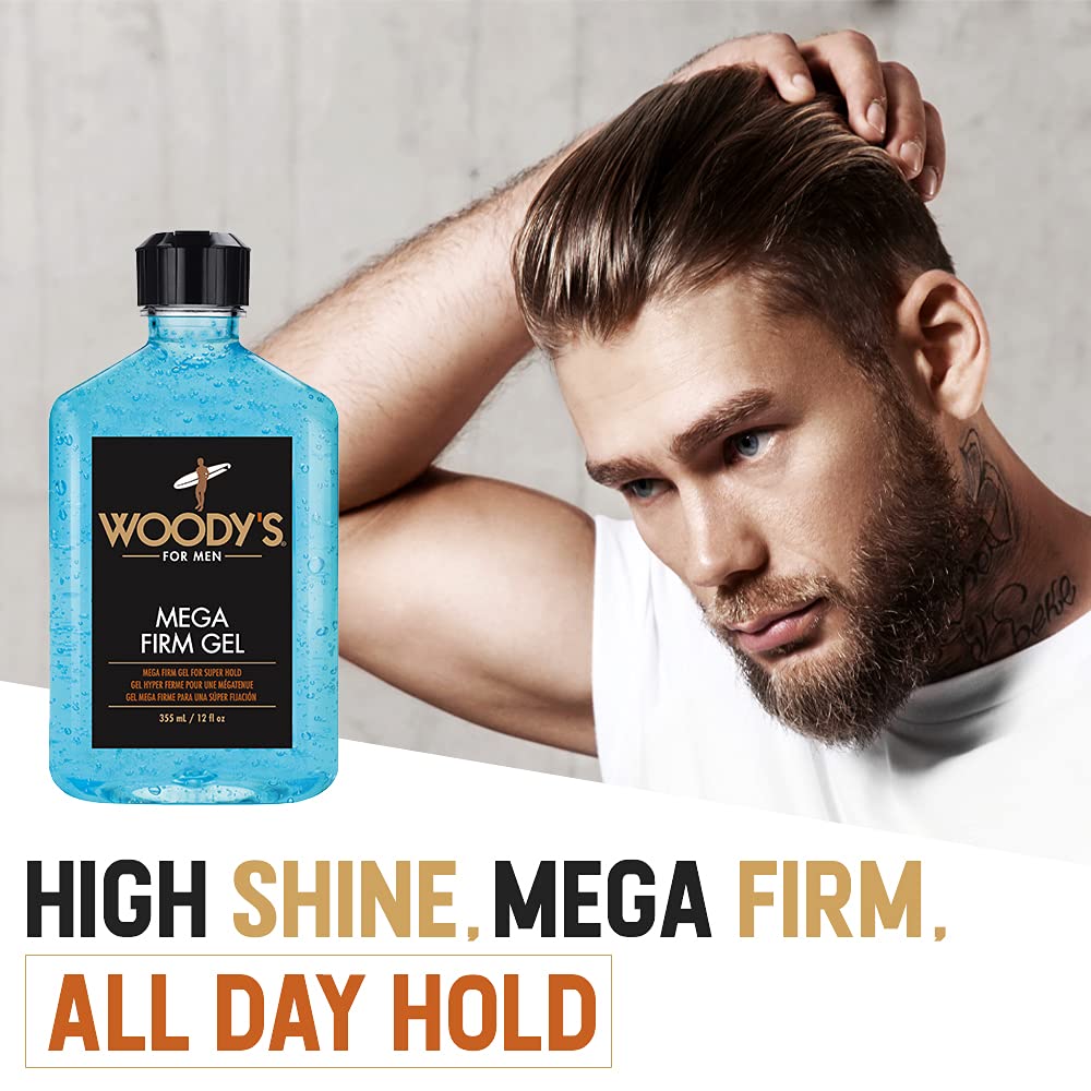 Woody's Mega Firm Gel sans alcool protège le cuir chevelu et évite le dessèchement.