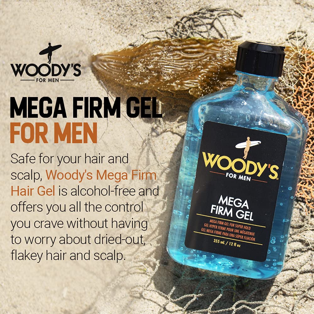 Texture lissante de Woody's Mega Firm Gel pour une coiffure nette sans résidus.