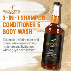 Woody's mousse douce, application confortable pour cheveux et peau.