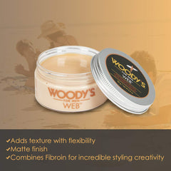 Woody's Web Clay Pomade : application facile au doigt pour texture et volume