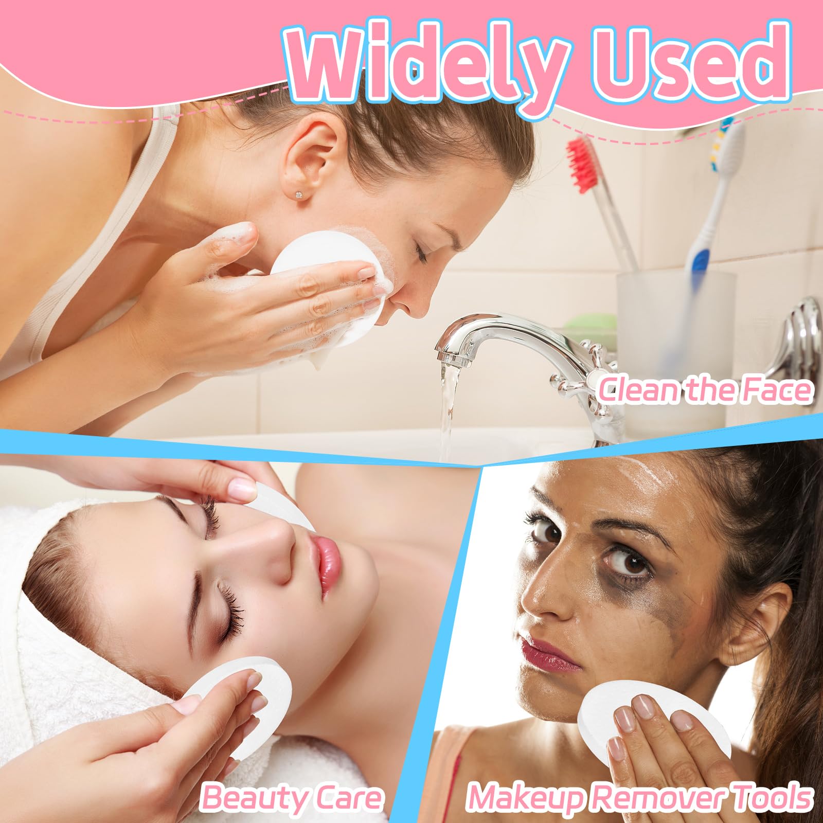 Éponge visage compressée Woozettn légère et absorbante pour le soin quotidien.