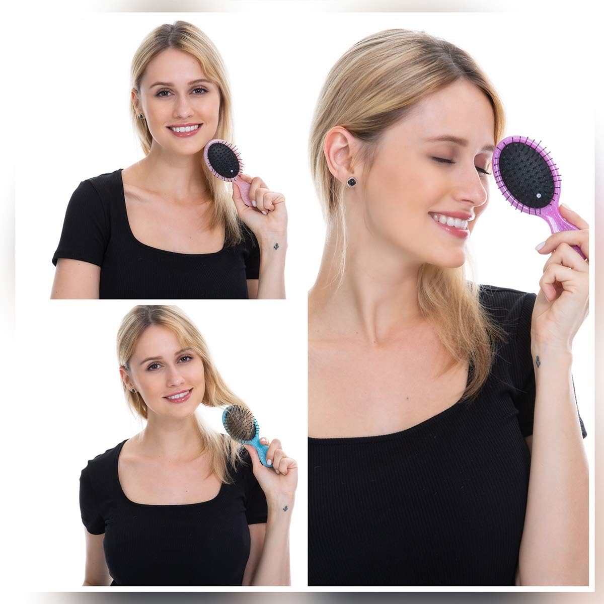 Brosse démêlante Woplagyreat Toddler violet, adaptée aux cheveux bouclés.