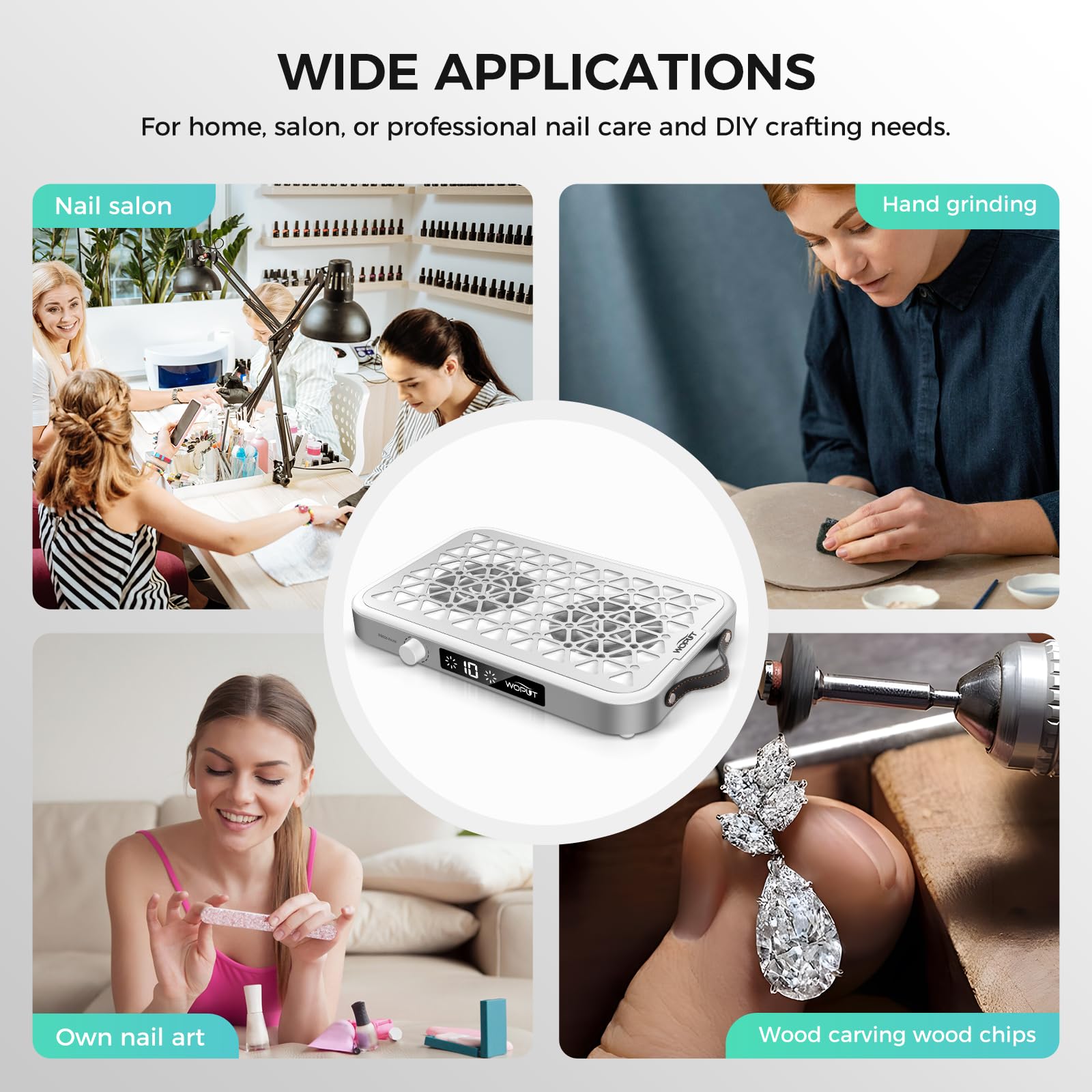 Utilisation polyvalente en salon et à domicile avec le collecteur Woput.