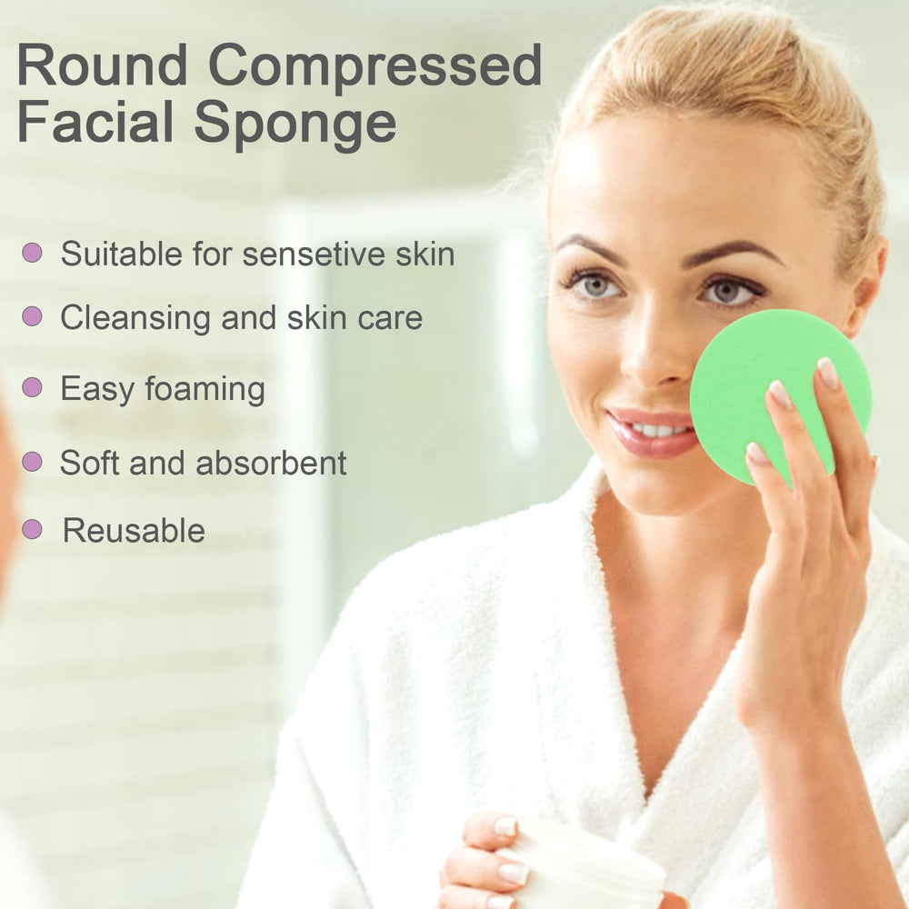 Éponges faciales WORFACE utilisation rapide après rinçage et humidification.