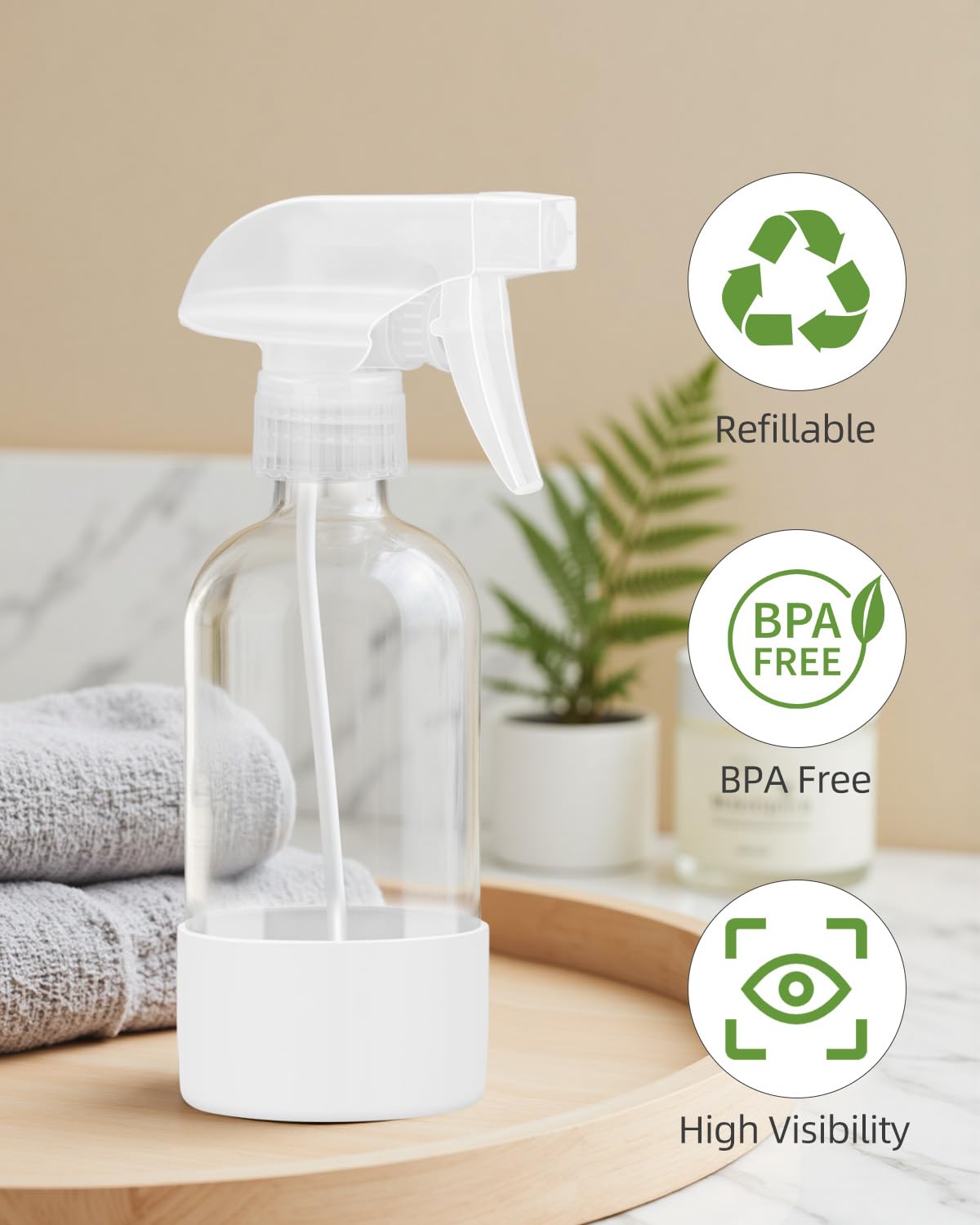 Worldgsb bouteille verre 8oz, idéal pour soins capillaires avec vaporisation légère.