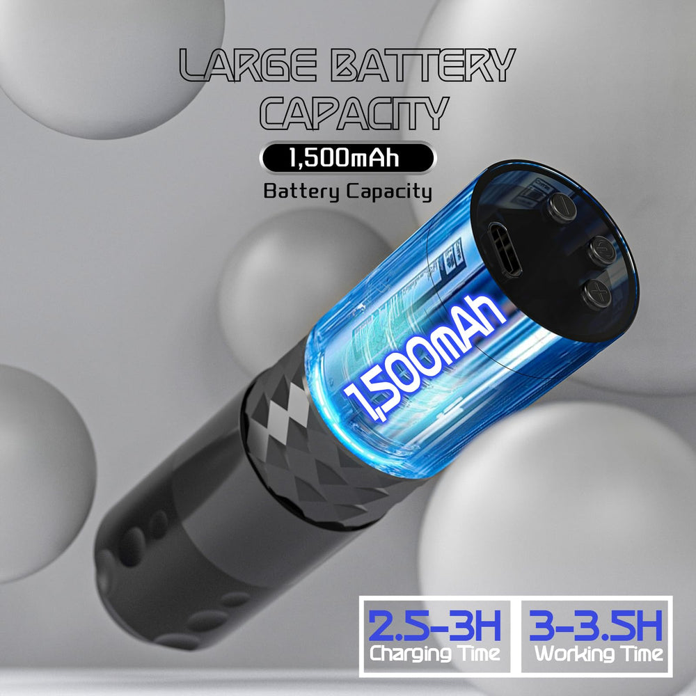 Batterie Wormhole Tattoo 1500 mAh, autonomie pour sessions prolongées