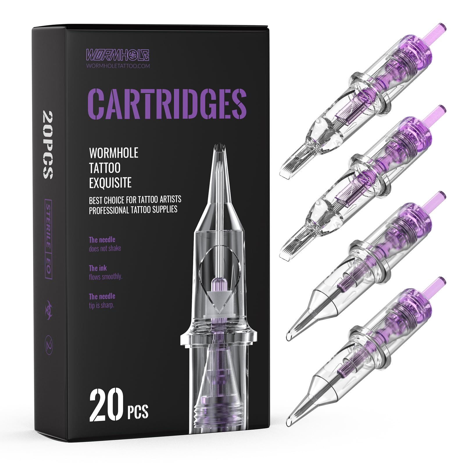 Aiguilles Wormhole Tattoo 20 pièces mélangées pour lignes et ombrages.