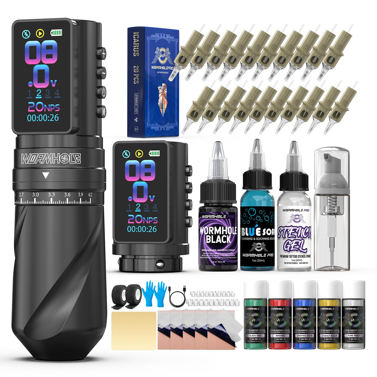 Wormhole Tattoo Gun Kit sans fil — vue d’ensemble pour apprentissage et pratique.
