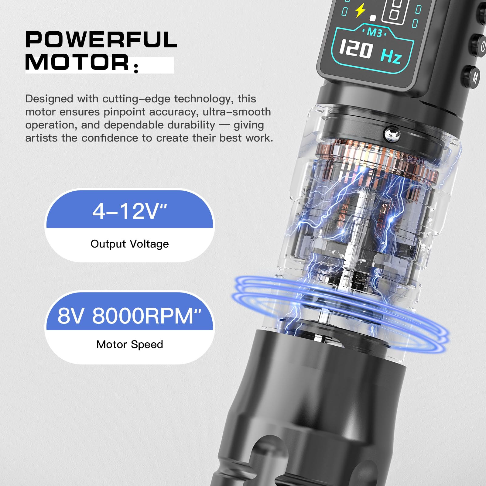 Utilisation professionnelle pour des tracés précis avec l'outil Wormhole Tattoo Gun Kit.
