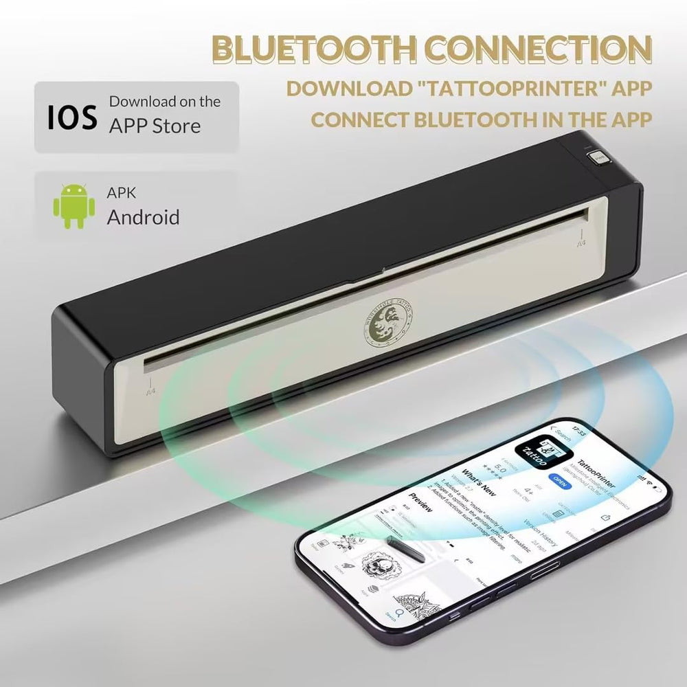 Wormhole Tattoo imprimante-pochoir Bluetooth sans-fil pour aucune liaison filaire.