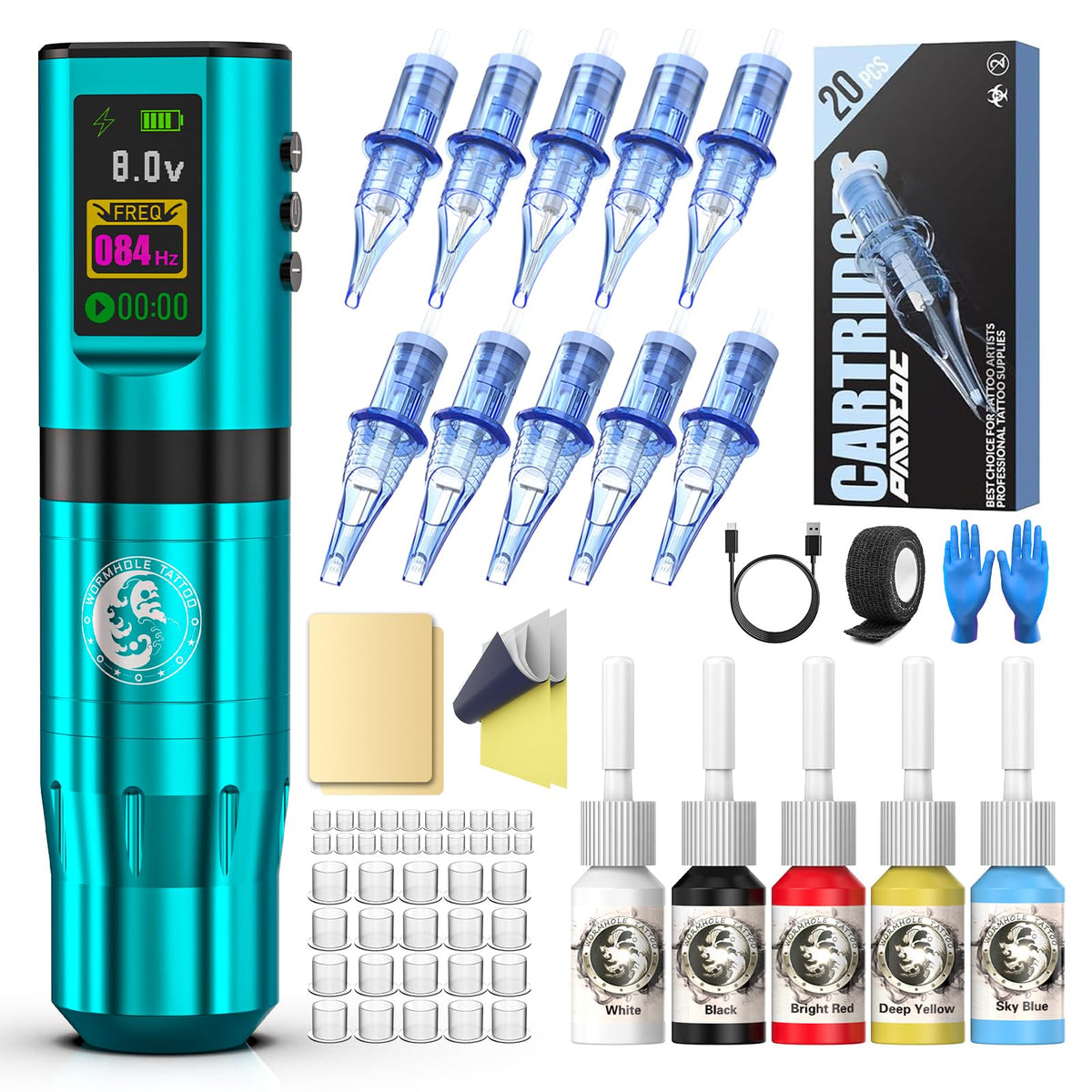 Wormhole Tattoo Kit avec affichage LED, pour suivre tension et autonomie.