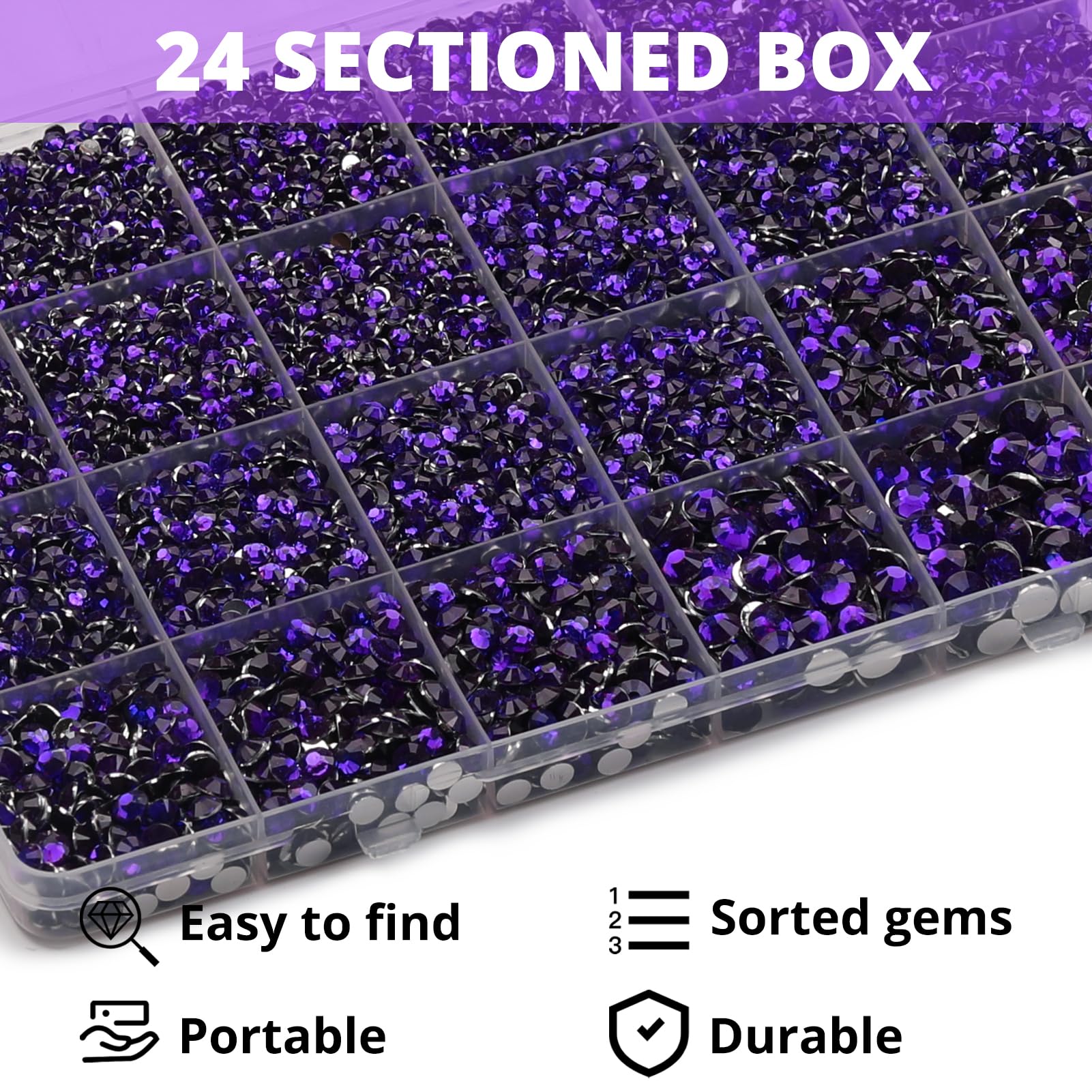 Worthofbest cristaux violet à dos plat brillants pour projets de couture et bijouterie.