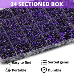 Worthofbest cristaux violet à dos plat brillants pour projets de couture et bijouterie.