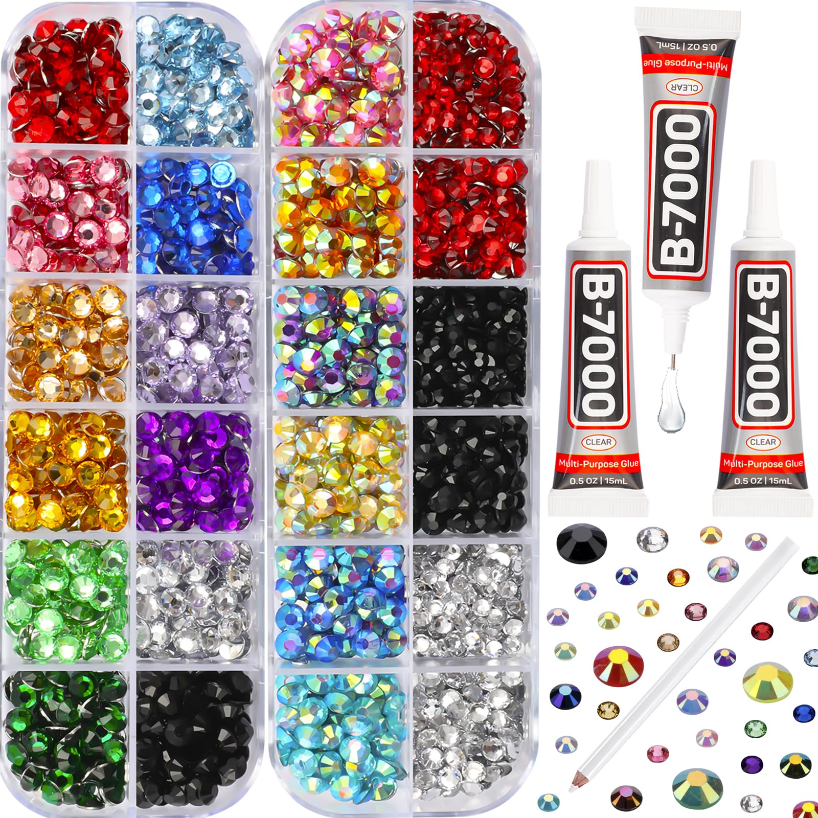 Worthofbest - ensemble de strass 2,3 et 5 mm, éclat étincelant pour bricolage.