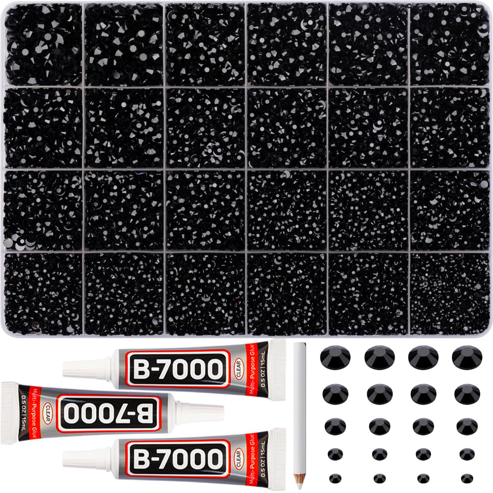 Worthofbest rhinestones noirs 31000 pièces dans un étui pratique, prêt à l'emploi.
