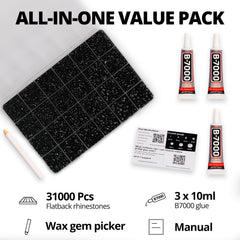 Worthofbest rhinestones noirs tailles 2-6 mm pour motifs variés.