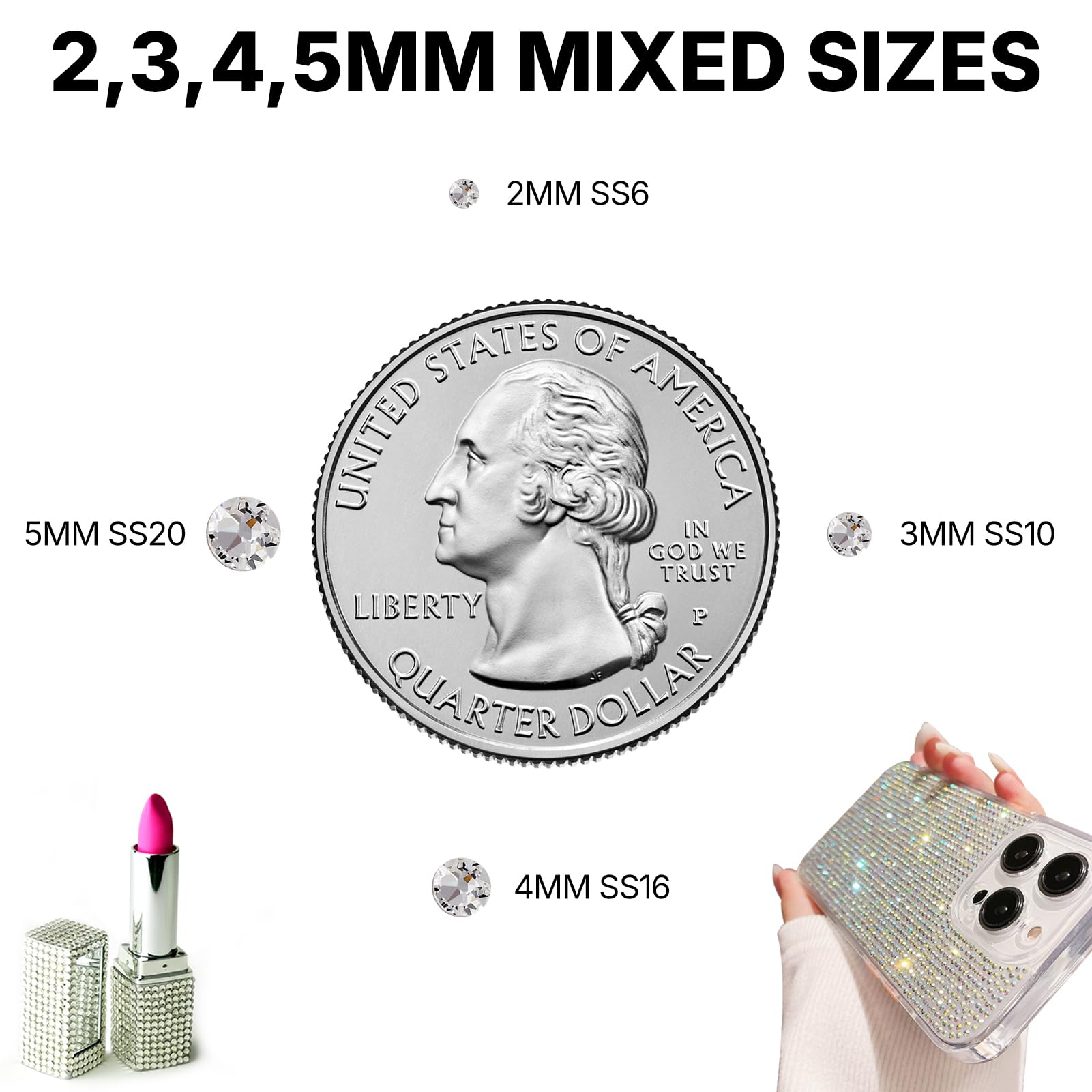 Worthofbest strass transparents 5mm — diamant scintillant pour bijoux.