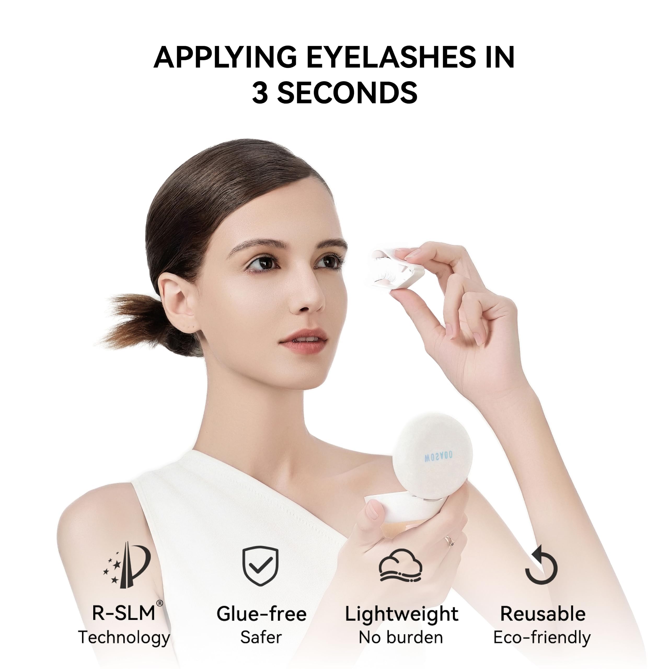 Maquillage naturel avec cils magnétiques WOSADO, résultat élégant et durable.