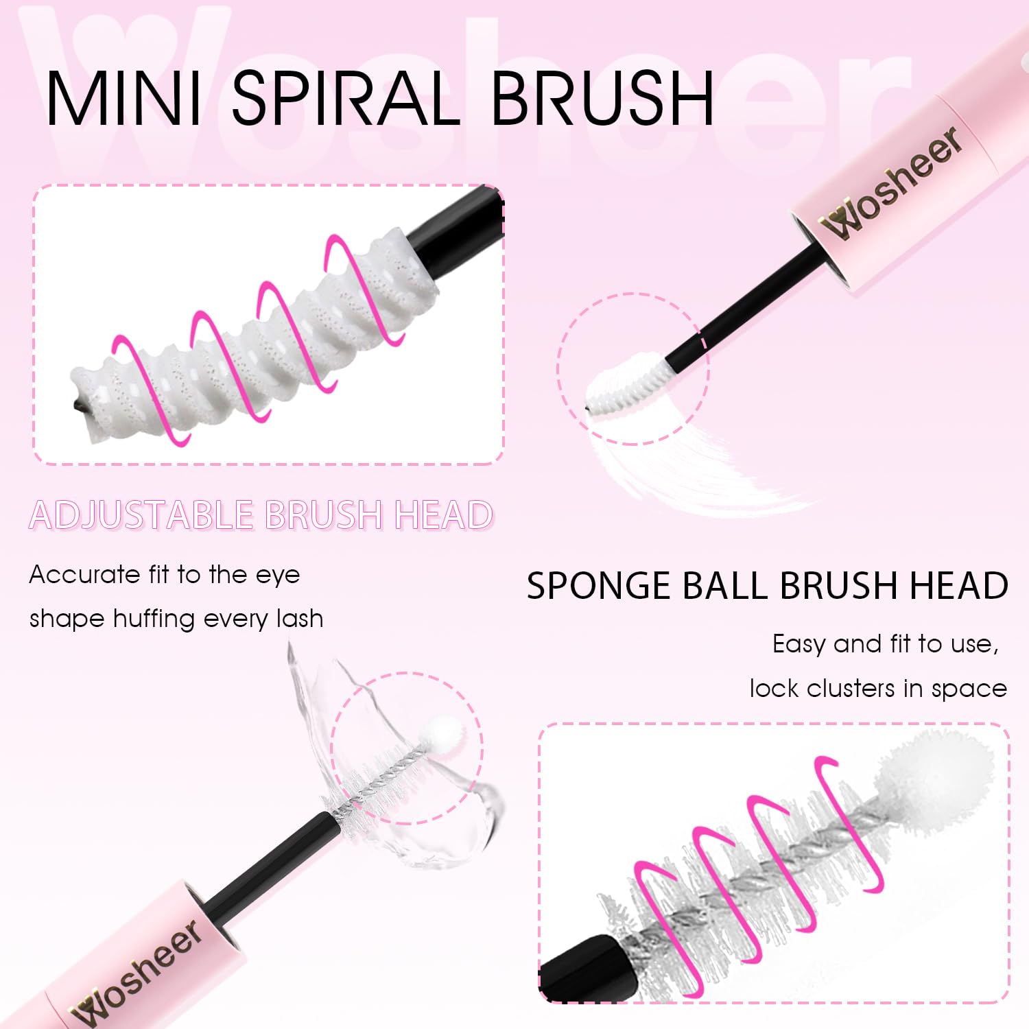 WOSHEER Seal transparent: embout précis pour viser les bases des cils.