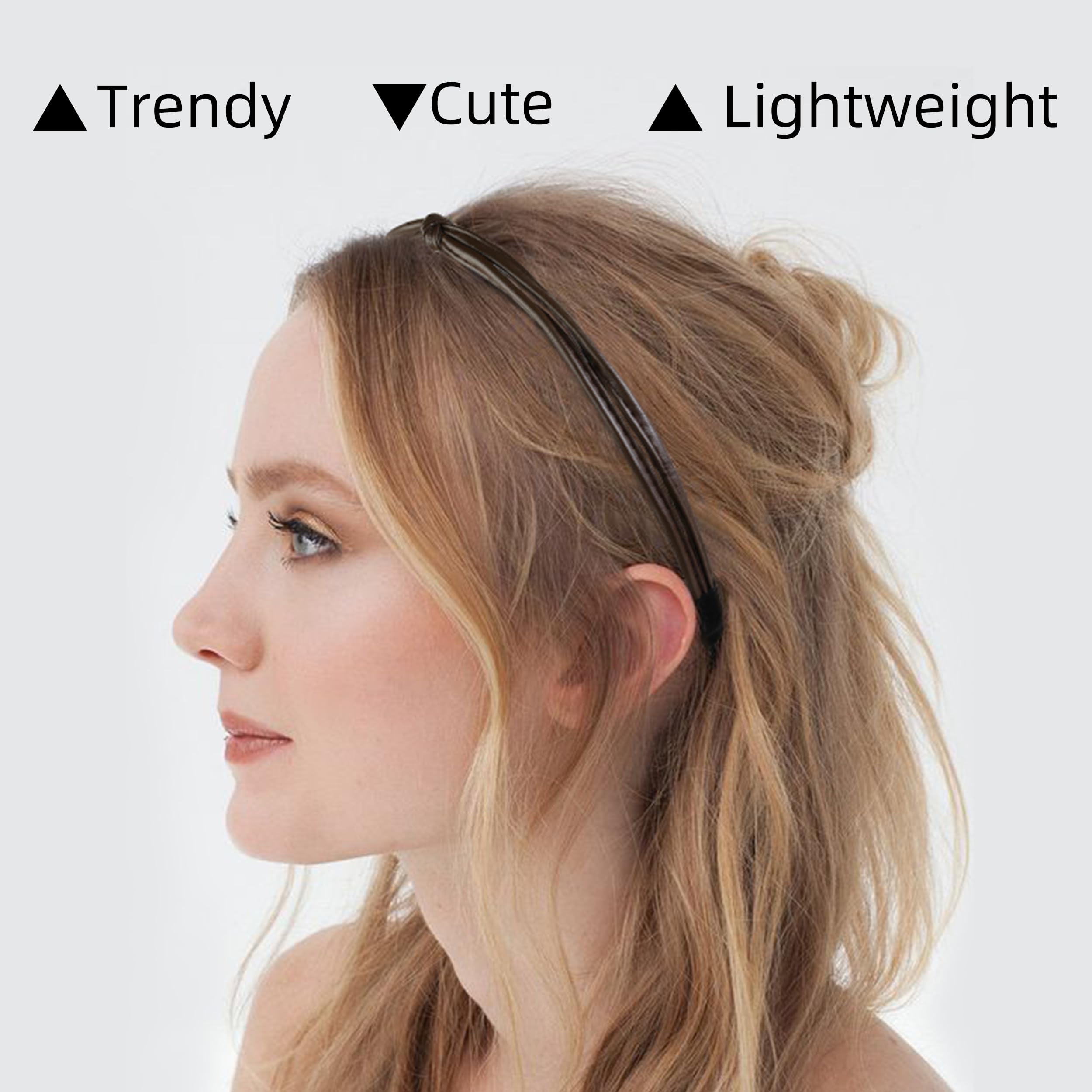 Bandeau beige en cuir WOVOWOVO, texture lisse pour une apparence douce.