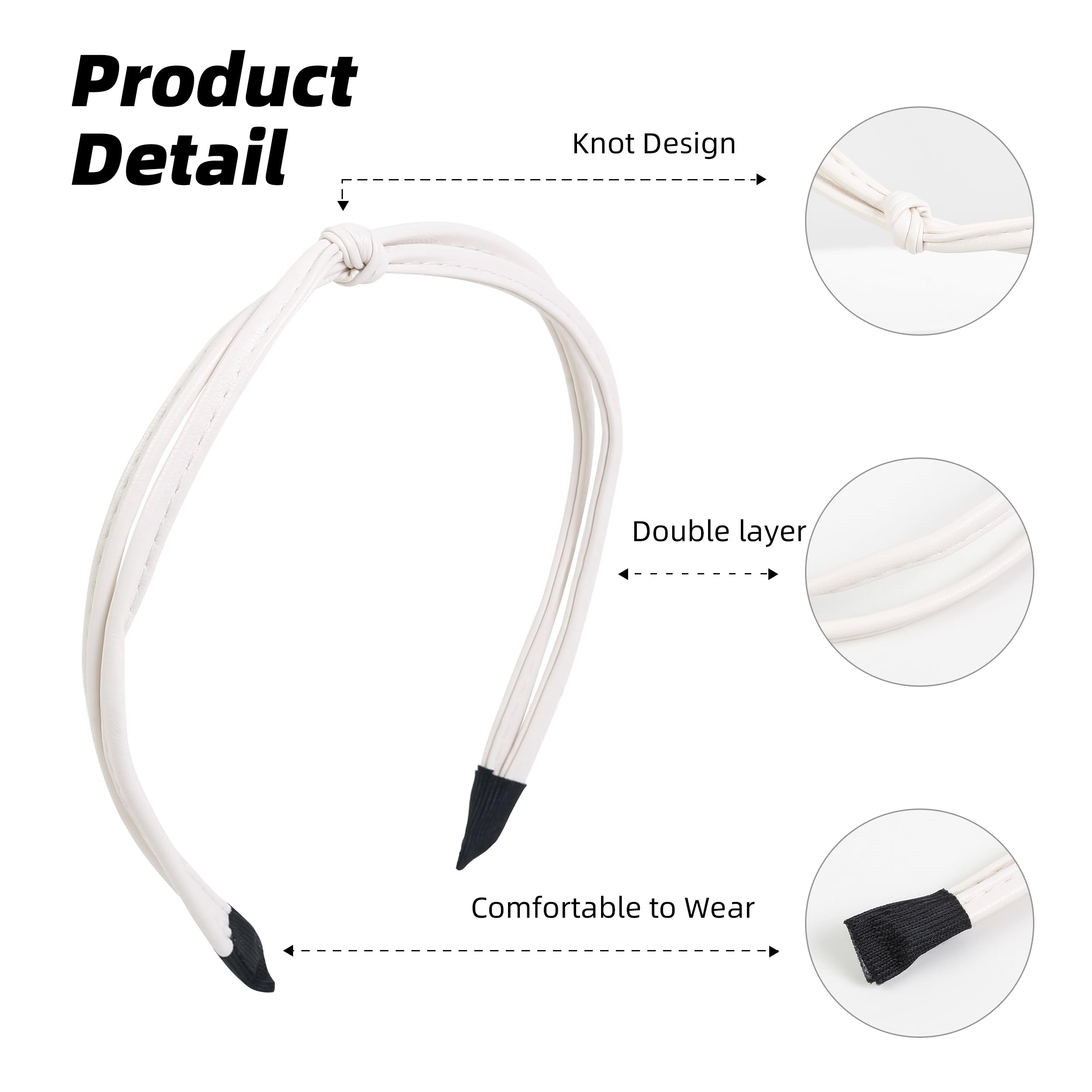 Bandeau blanc en cuir WOVOWOVO, polyvalent avec toutes les tenues.