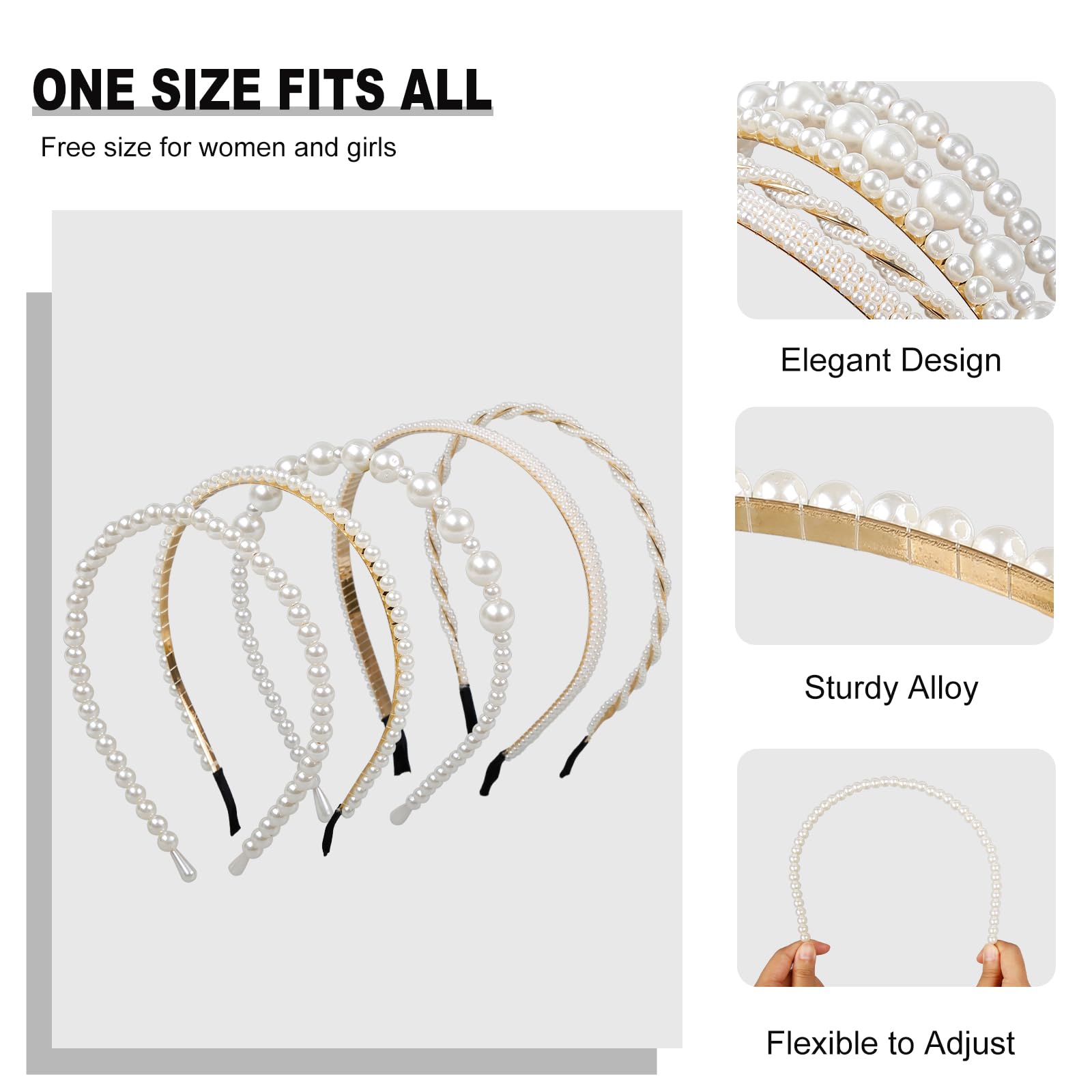 Bandeau perles classique WOVOWOVO pour une allure élégante