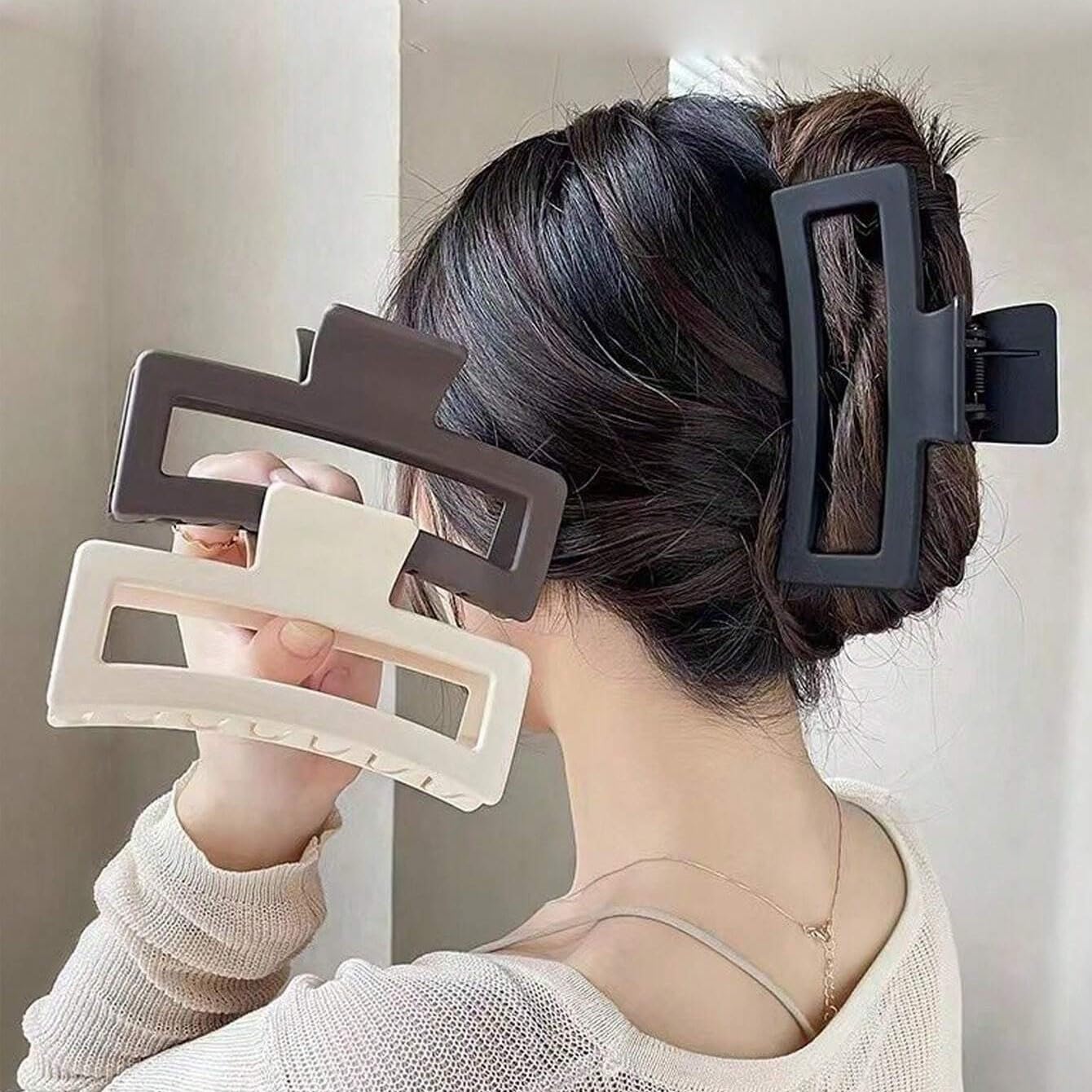 Les pinces WOVOWOVO gros format 5 pouces rectangle offrent une tenue fiable sur cheveux épais.