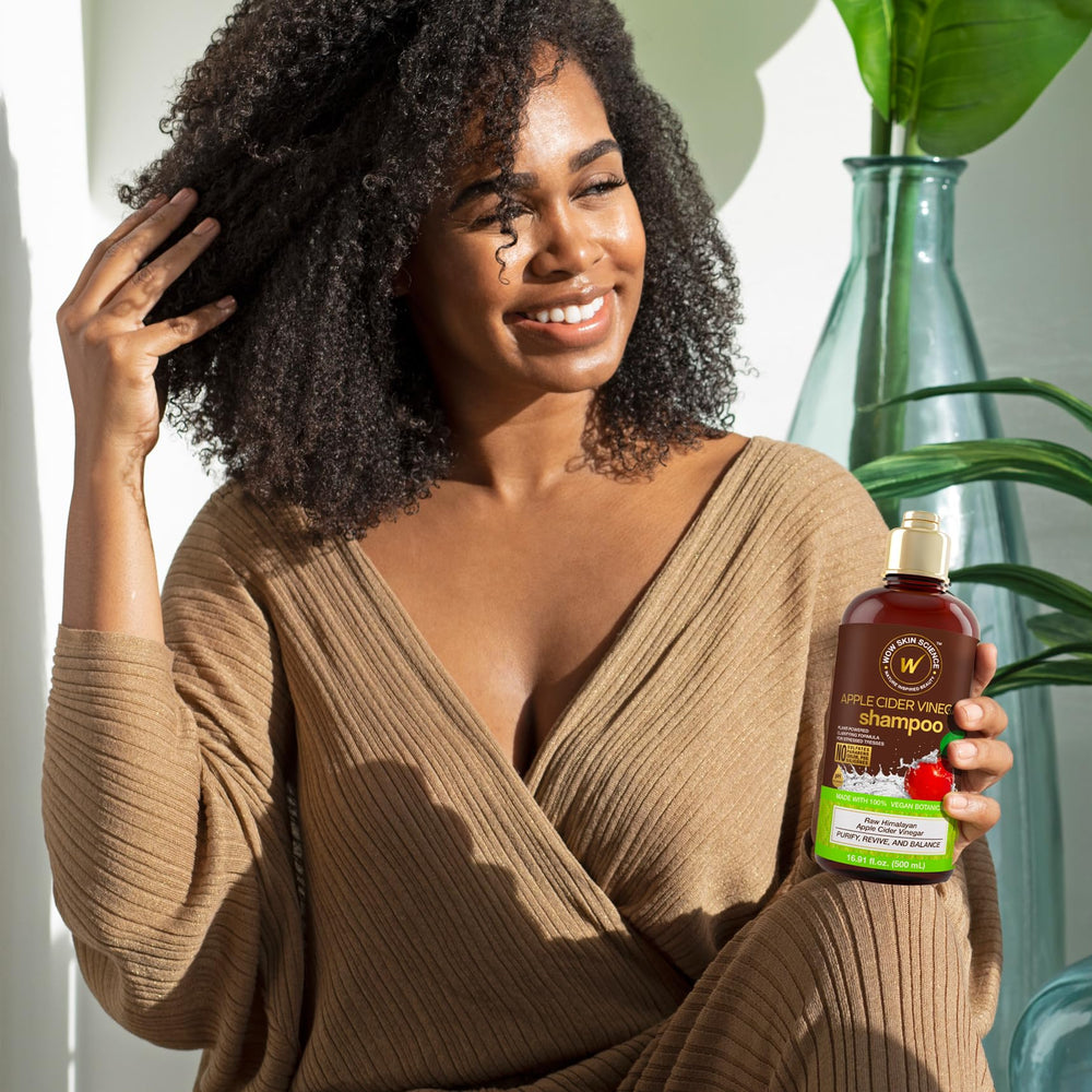 Cheveux après rinçage avec Shampoing WOW Vinaigre de cidre