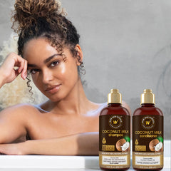 Cheveux boucles après utilisation, texture lisse et brillance naturelle WOW.