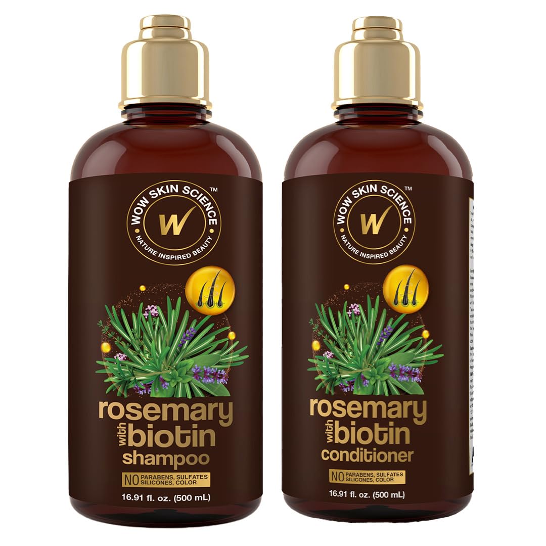WOW Skin Science Shampoing Romarin Biotine en bouteille, stimulant potentiel des racines